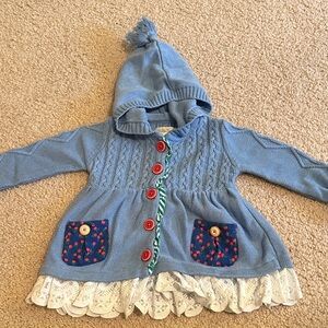 Matilda Jane Blue Hooded Jacket with Red Buttons